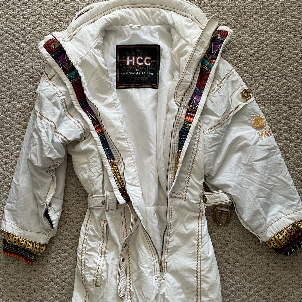 Vintage Retro HCC One Piece White Ski Suit 90’s Italian Snow Suit S/M